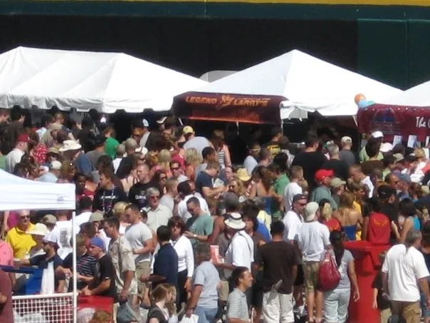 The Legend Larry's booth line at the National Buffalo Wing Festival, 2008