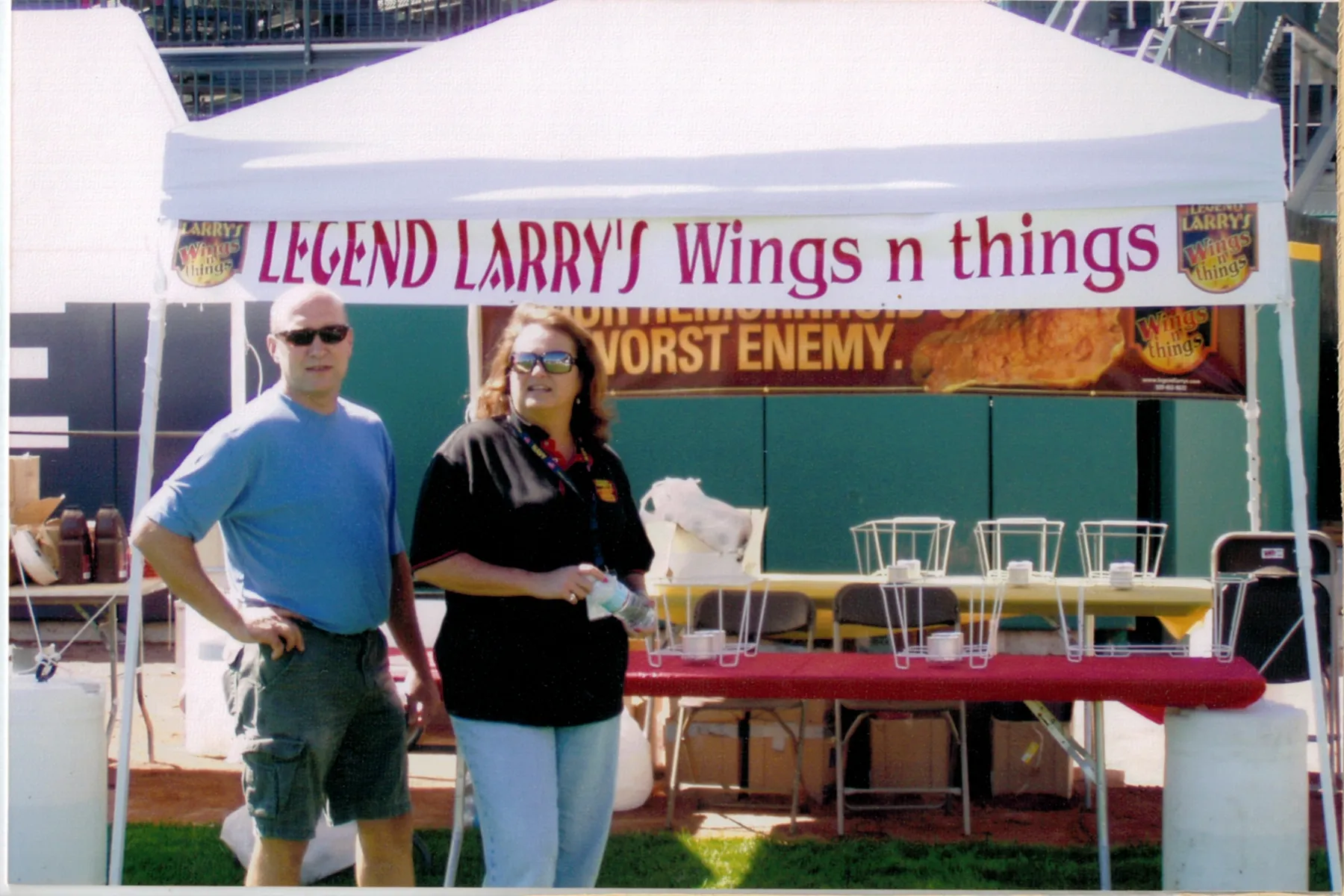 Larry and Tammy at the National Buffalo Wing Festival, 2005